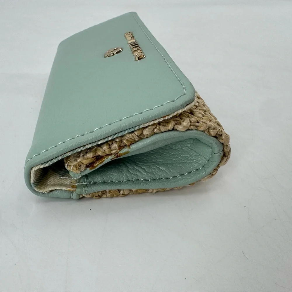 Spartina 449 Mint Leather Jute Mermaid Mirrored Cosmetic Case Keychain Tag Set